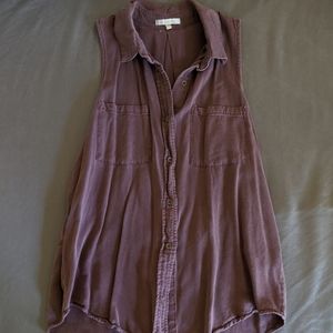 Maroon Button Down Tank